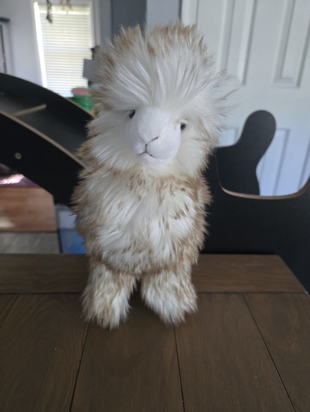 Plush Douglas Alpaca Figurine Cream and Tan Faux Fur Fluffy Large Llama